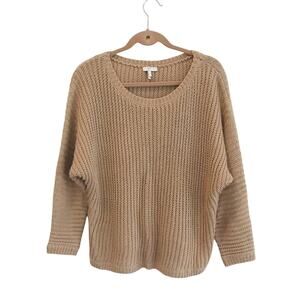Joie Beige Tan Fisherman Oversized Cozy Knit Sweater Top Crewneck Tuckernuck